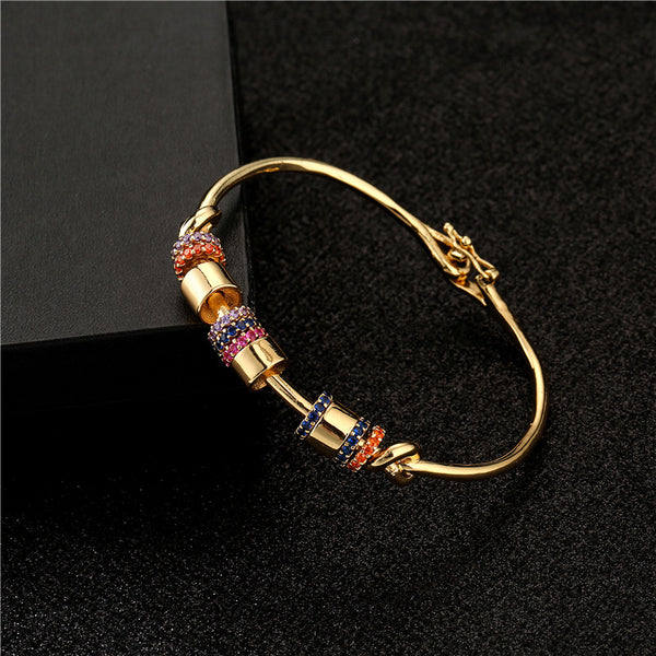 Women Geometric Geometric Copper Inlay Bangles