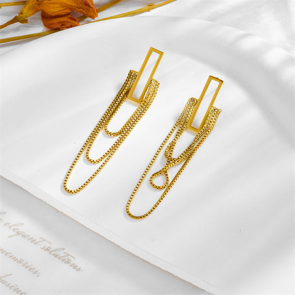 Fashion Chain Geometric Titanium Steel Electroplating Earrings