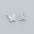 925 Sterling Silver Cute Butterfly Chinese Zodiac Animal Silver Diamond Inlay Stud Earrings