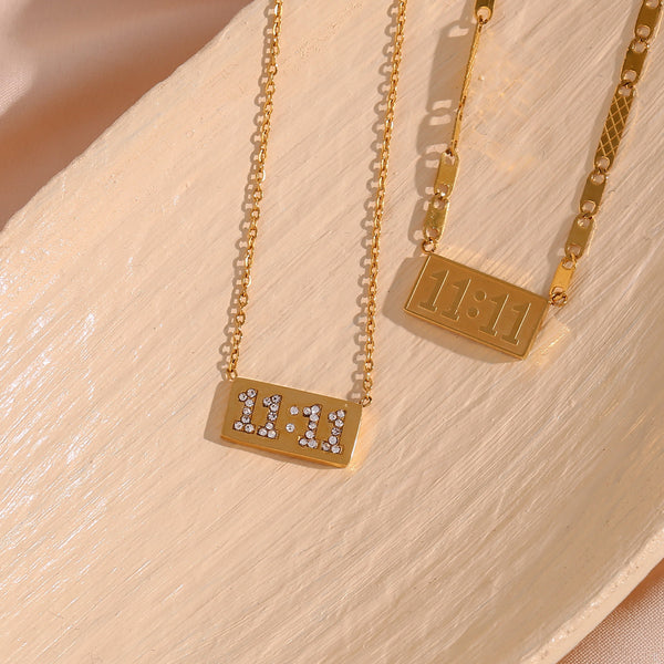 Fashion Number Text Letter Stainless Steel 18K Gold Plated Necklaces