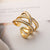 Minimalist Women Irregular Geometric Copper Inlay Rings