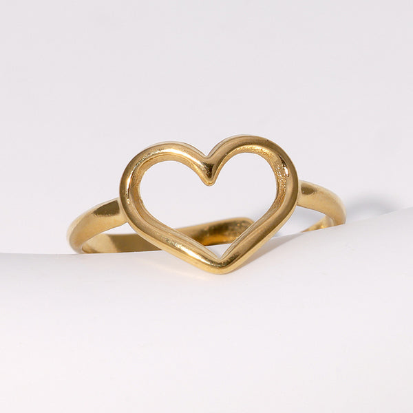 Open Ring Cute Heart Stainless Steel Electroplating Rings