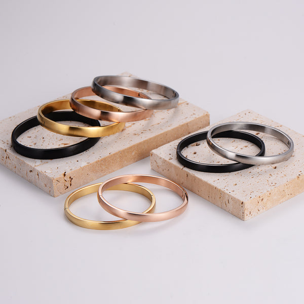 Minimalist Round Stainless Steel Electroplating Bangles