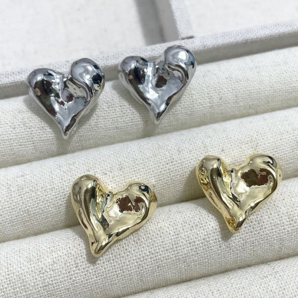 Fashion Heart Copper Electroplating Stud Earrings