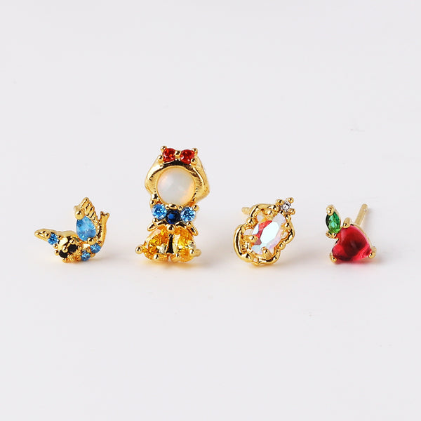 Cartoon Cartoon Zircon Zircon Inlay Earrings