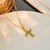 Moderate Luxury Cross Geometric Titanium Steel 18K Gold Plated Necklaces