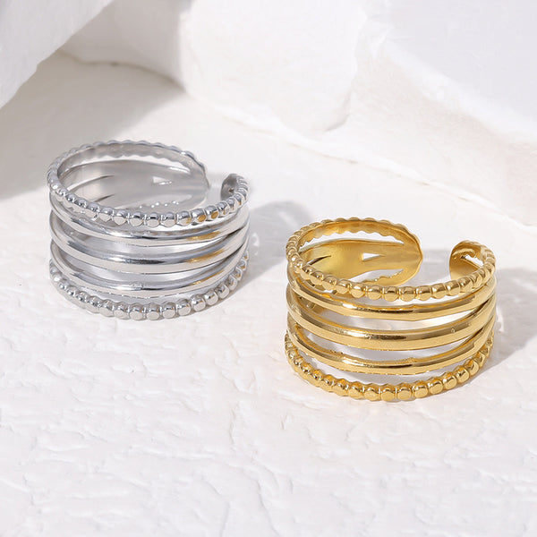 Open Ring Fashion Stripe Geometric Stainless Steel Electroplating Rings