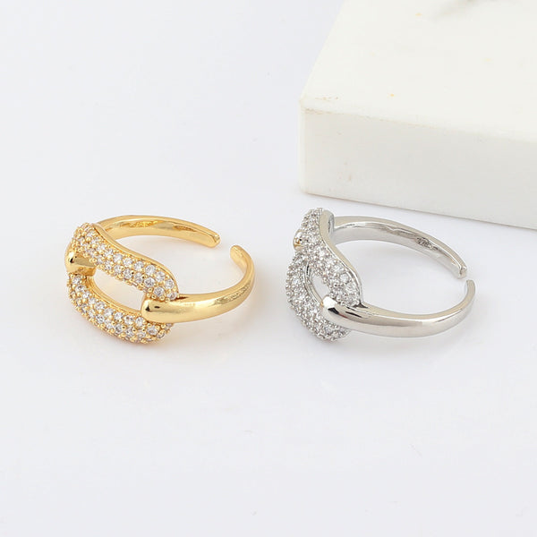 IG Style Women Diamond Metal Geometric Zircon Rings