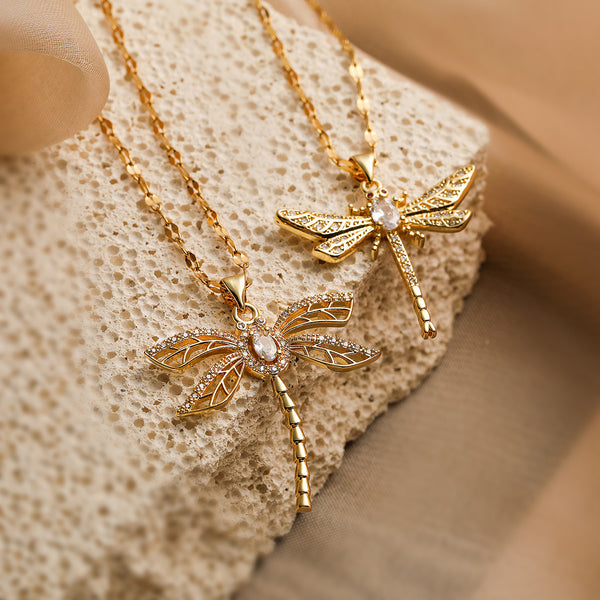 Minimalist Dragonfly Geometric Copper Pendants