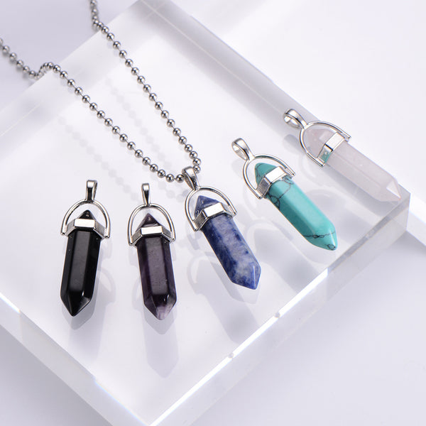 Women Moderate Luxury Rhombus Crystal Gemstone Inlay Pendants