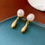 Medieval Pearl Geometric Alloy Electroplating Earrings