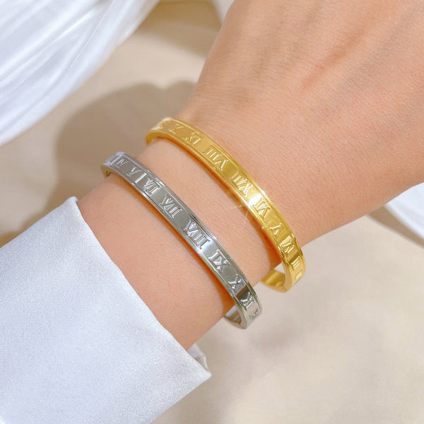 Korean East Asia Symbol Titanium Steel Electroplating Bangles