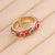 Women Retro Vintage Metal Flower Copper Oil Dripping Rings