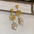 Medieval Droplet Pearl Droplet Geometric Alloy Diamond Inlay Earrings