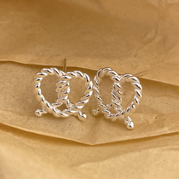 925 Sterling Silver Korean Geometric Text Letter Number Silver Electroplating Stud Earrings