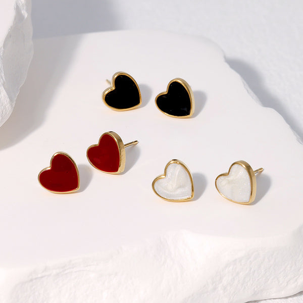 Minimalist Heart Heart Stainless Steel Electroplating Stud Earrings