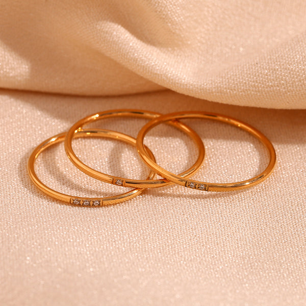 Minimalist Women Circle Geometric Stainless Steel 18K Gold Plated Rings