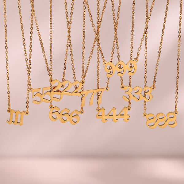 Fashion Number Geometric Stainless Steel 18K Gold Plated Necklaces