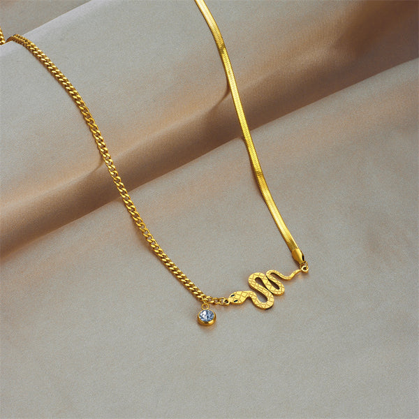 Chain Asymmetrical Geometric Titanium Steel Electroplating Necklaces