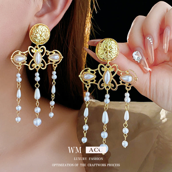 Medieval Droplet Droplet Artificial Pearl Electroplating Earrings