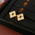 Luxurious Quadrilateral Rhombus Geometric Flower Copper Zircon Inlay Earrings