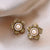 Chic Pearl Geometric Flower Alloy Pearl Inlay Earrings