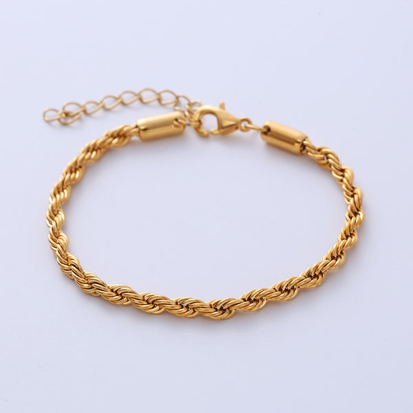 Unisex Hip Hop Twisted Chain Geometric Titanium Steel Electroplating Bracelets