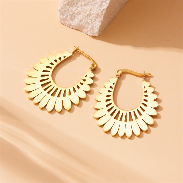 Fashion Circle U-Shape Stainless Steel Electroplating Earrings