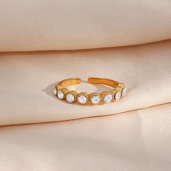 Women Fashion Circle Geometric Stainless Steel 18K Gold Plated Rings