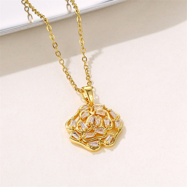 Minimalist Flower Stainless Steel Electroplating Necklaces