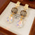 Luxurious Quadrilateral Geometric Flower Artificial Pearl Diamond Inlay Earrings