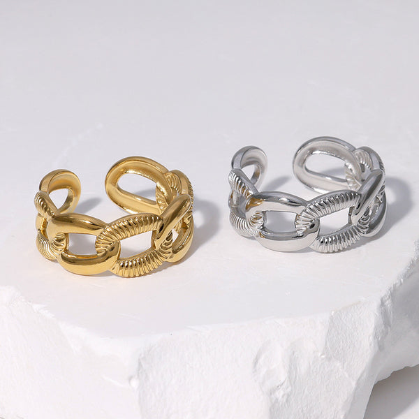 Open Ring Expressive Chain Stainless Steel Electroplating Rings