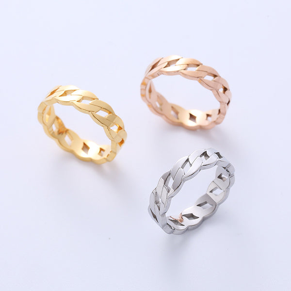 Women Minimalist Metal Diamond Doll Titanium Steel Electroplating Rings