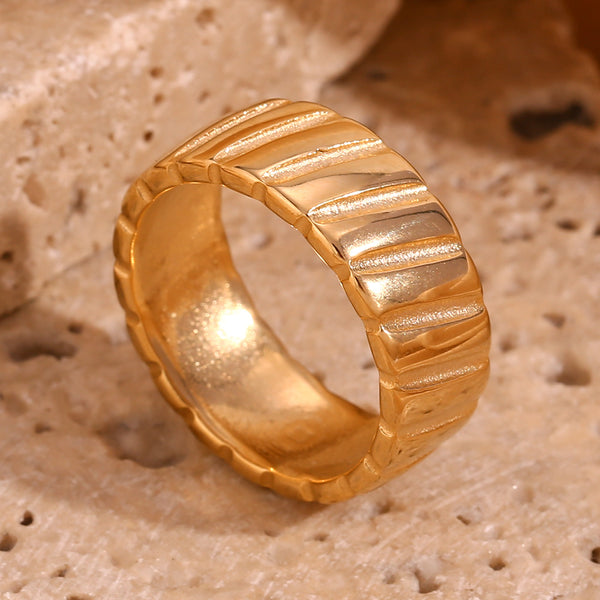 Minimalist Women Circle Geometric Stainless Steel 18K Gold Plated Rings