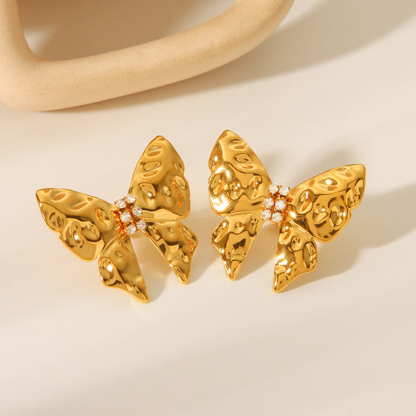 IG Style Butterfly Chinese Zodiac Animal Geometric Stainless Steel Electroplating Earrings