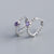 925 Sterling Silver Round Silver Diamond Inlay Stud Earrings