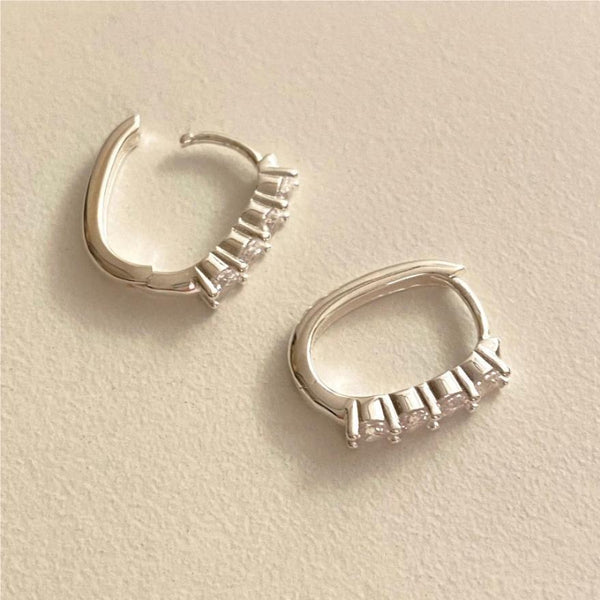 925 Sterling Silver Korean Geometric Text Letter Number Silver Electroplating Stud Earrings