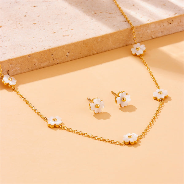 Women Fashion Flower Plant Stainless Steel Electroplating Jewelry Sets