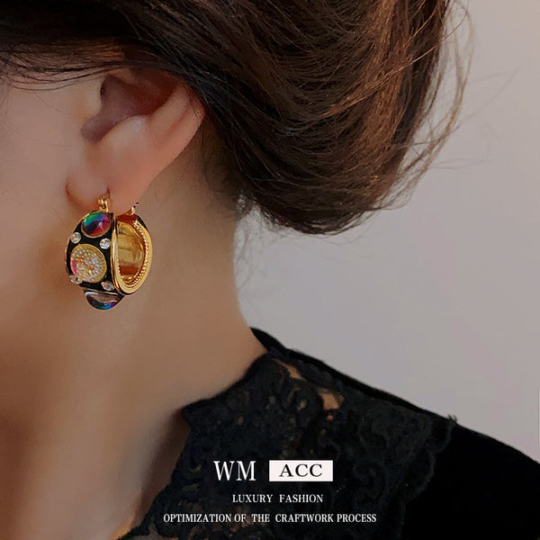 Women Baroque Circle Geometric Copper Electroplating Earrings