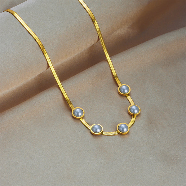 Pearl Geometric Titanium Steel Electroplating Necklaces