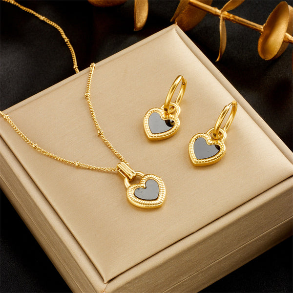 Fashion Women Heart Titanium Steel Electroplating Jewelry Sets