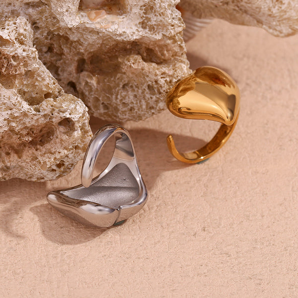 Minimalist Fashion Heart Geometric Stainless Steel 18K Gold Plated Rings