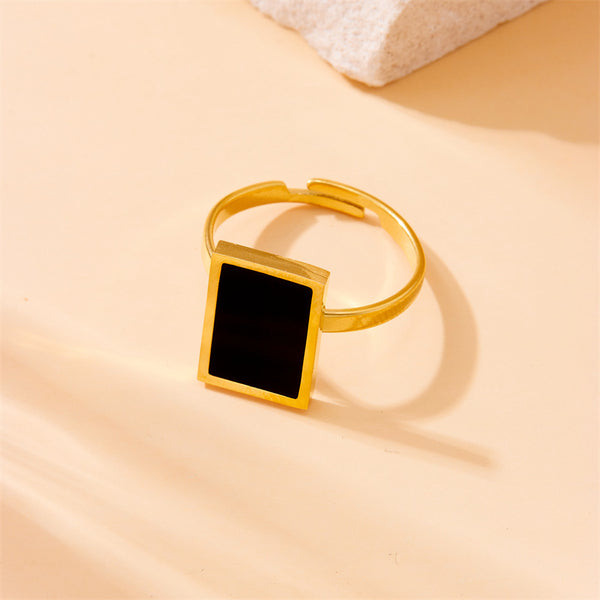 Fashion Women Square Geometric Stainless Steel Electroplating Rings