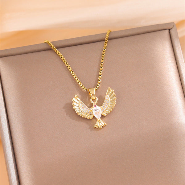 Natural Bird Stainless Steel Electroplating Necklaces