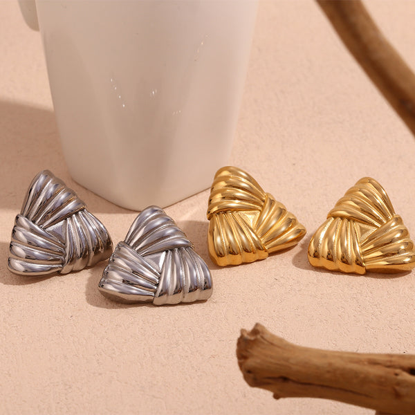 Fashion Triangle Geometric Stainless Steel 18K Gold Plated Stud Earrings