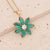 Women Ethnic Metal Flower Copper Zircon Inlay Pendants