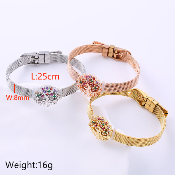 Women Versatile Totem Stainless Steel Diamond Inlay Bracelets