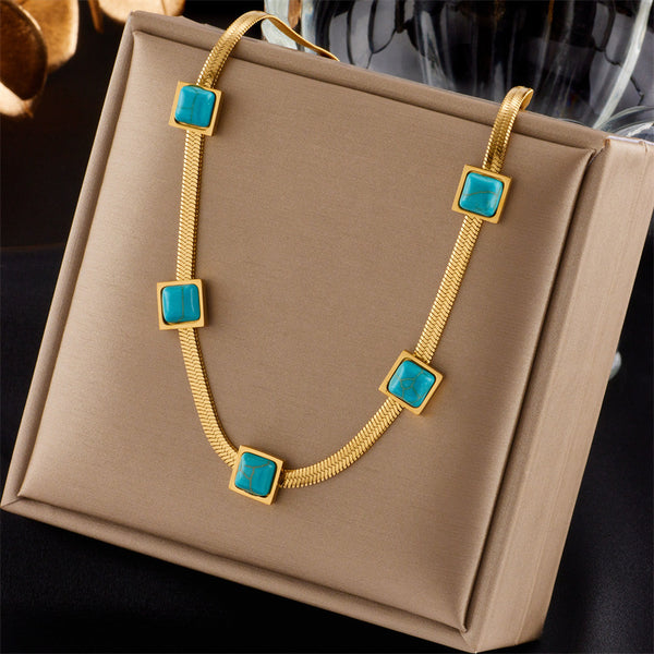 Square Chain Geometric Titanium Steel Electroplating Necklaces