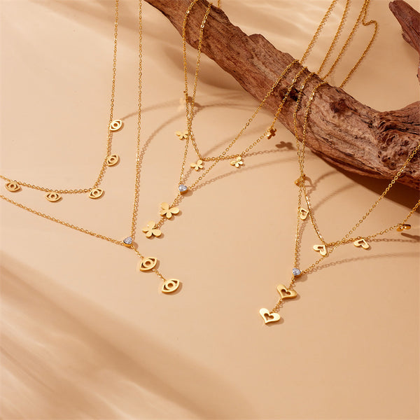 Fashion Heart Chain Stainless Steel Electroplating Necklaces