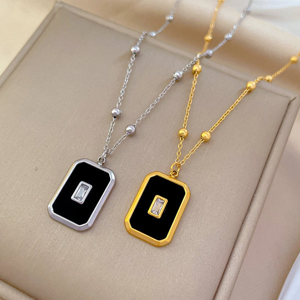 Fashion Chamfered Cube Geometric Titanium Steel Electroplating Necklaces